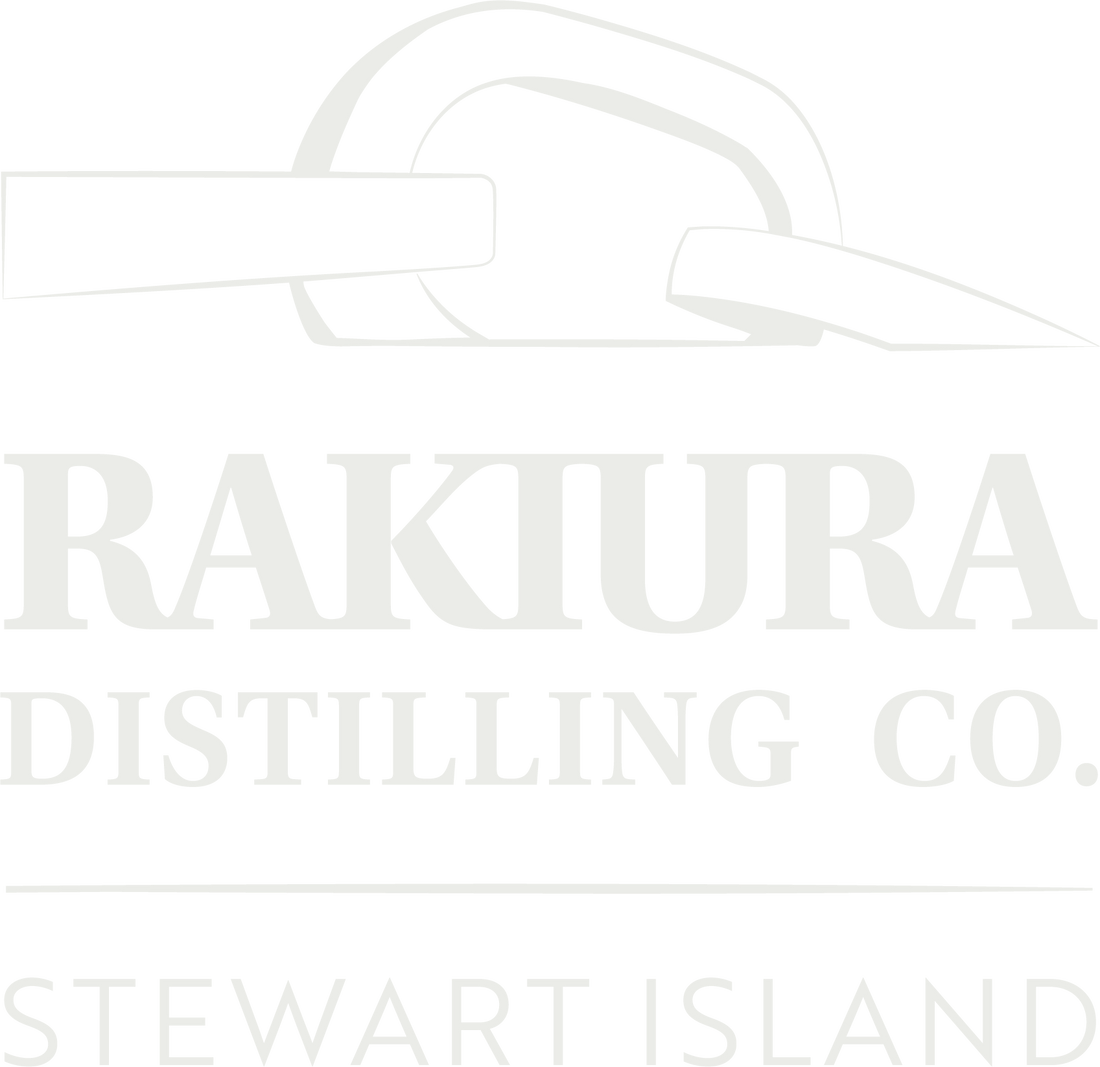 Logo of Rakiura Distilling Company with text 'Stewart Island' on a white background