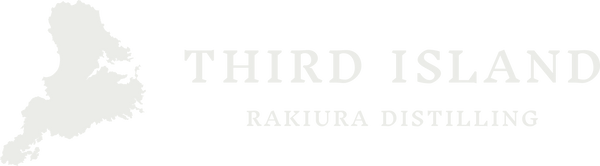 Logo of Third Island Rakiura Distilling with a silhouette of Stewart Island on a clear background